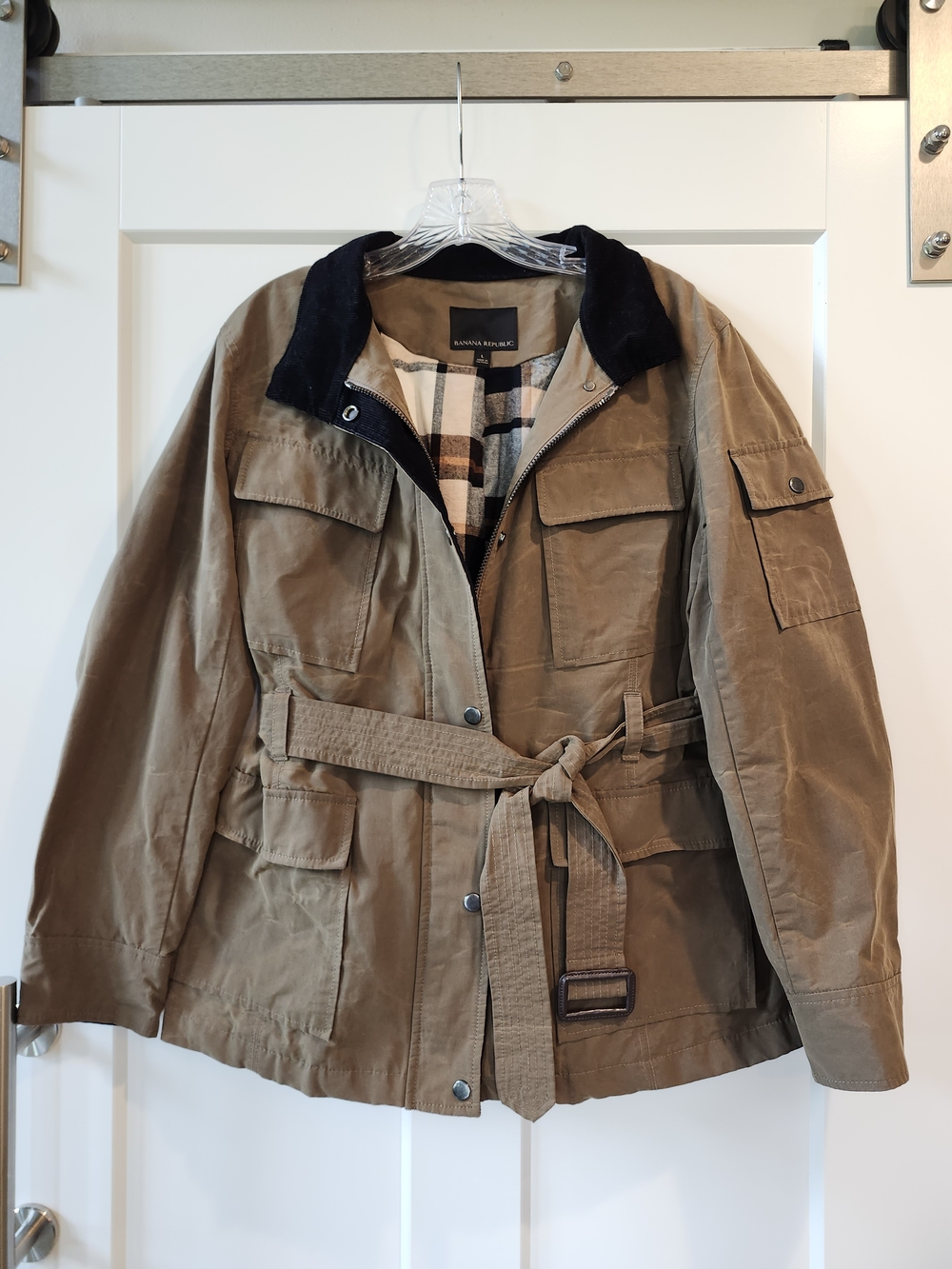Banana Republic Tan Utility Field Jacket with Black Collar